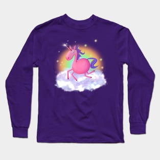 Magical Grace Face Unicorn Transcends Reality! Colorful Rainbow Fantasy Long Sleeve T-Shirt